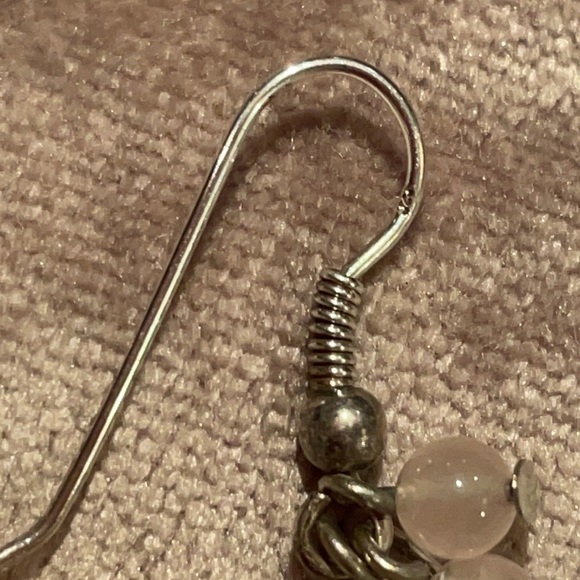 Rose Quartz Dangle Earrings 925 French Hooks Backs - Picture 2 of 6